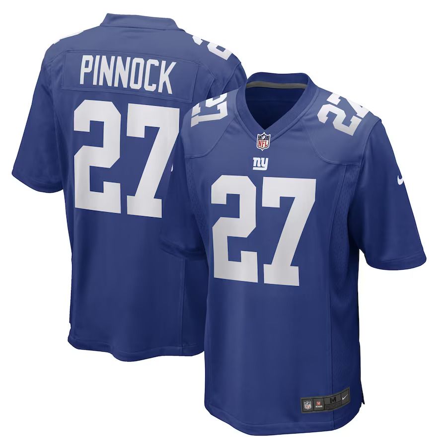 Men New York Giants 27 Jason Pinnock Nike Royal Game Player NFL Jersey
